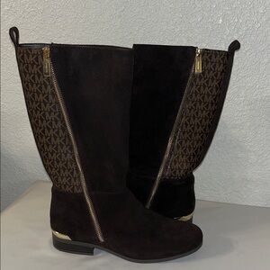 Michael Kors Black and Brown Monogram Boots used good condition